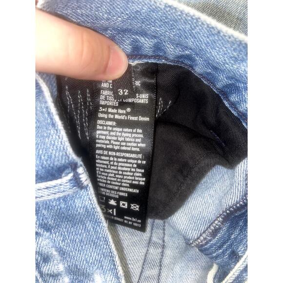 Mens 3x1 Slim Fit Jeans Medium Wash with Distressing Size 32 - Picture 4 of 5